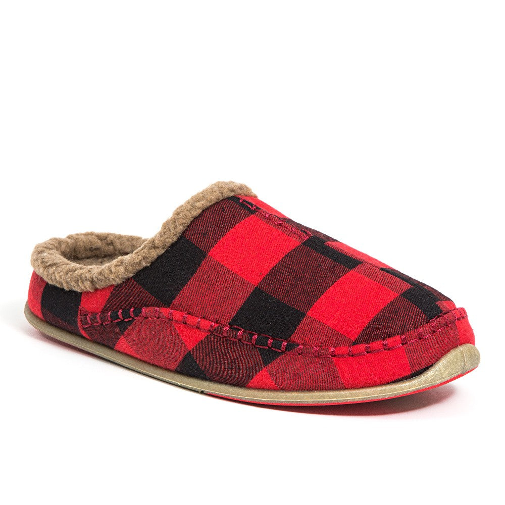 Deer Stags Nordic in Red Black Plaid