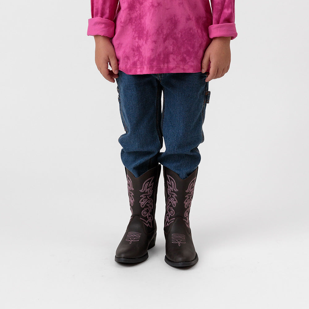 Deer Stags Kids Ranch in Dark Brown/Pink