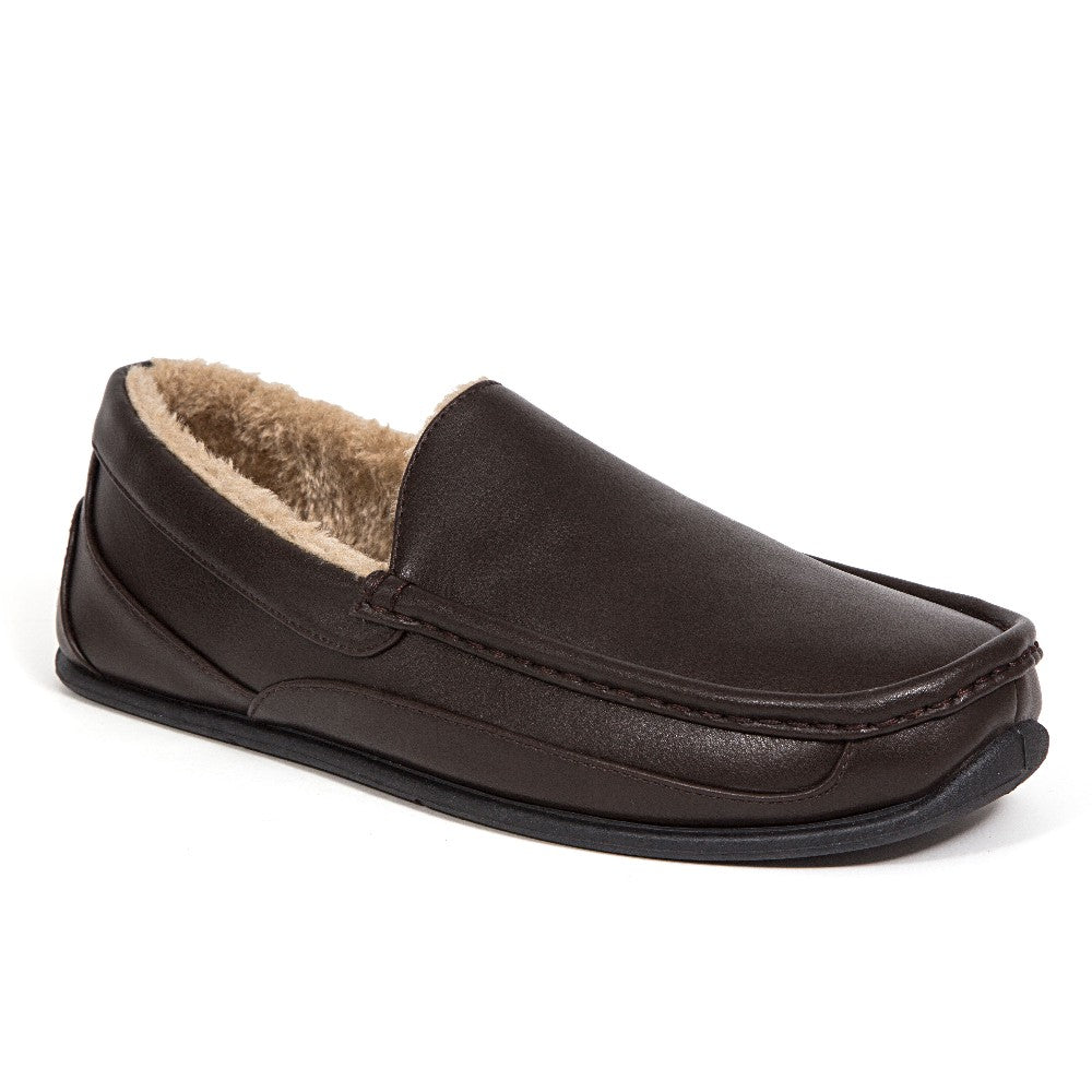 Spun Unisex Slipper in Dark Brown Faux Leather