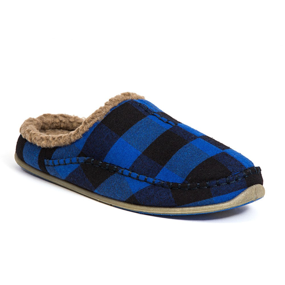 Deer Stags Nordic in Blue Black Plaid