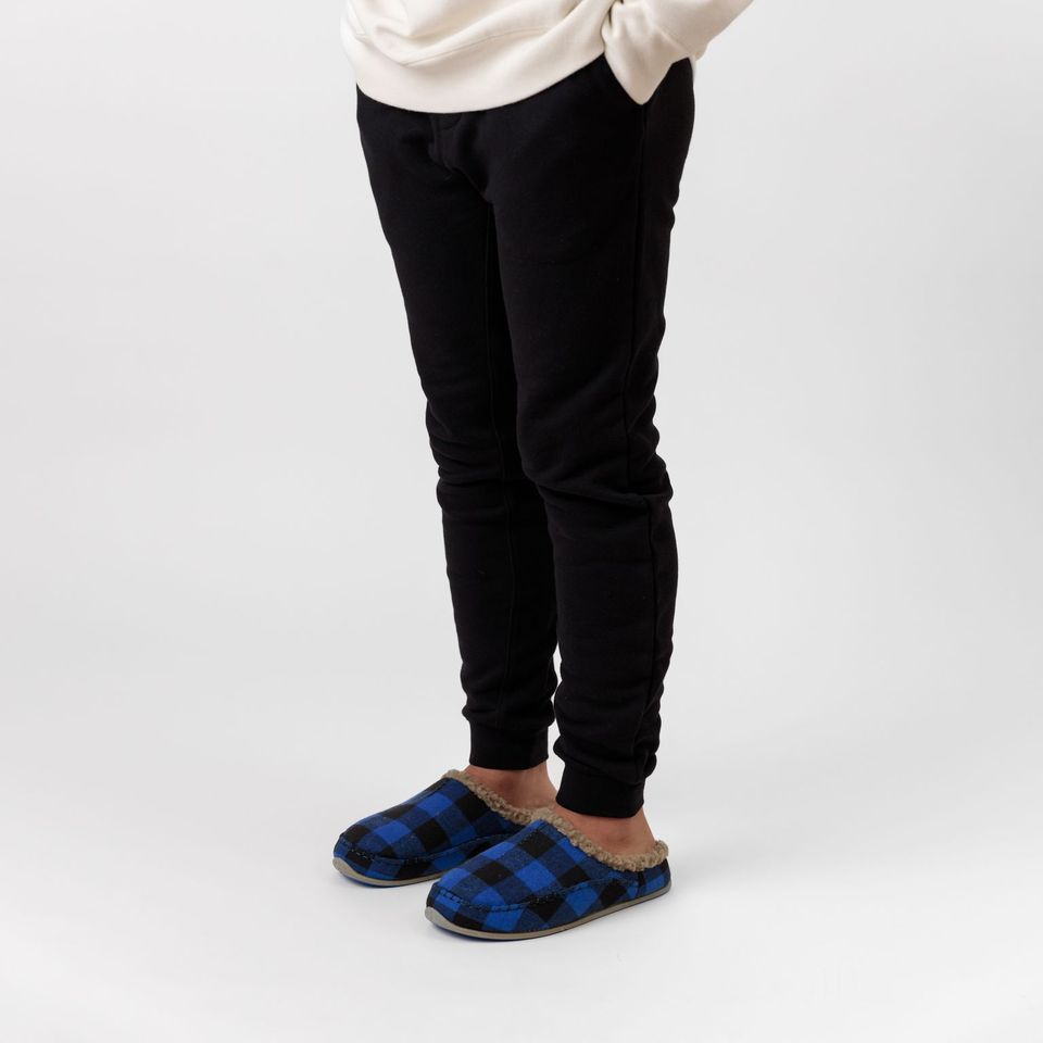 Deer Stags Nordic Slipper in Blue/Black Plaid