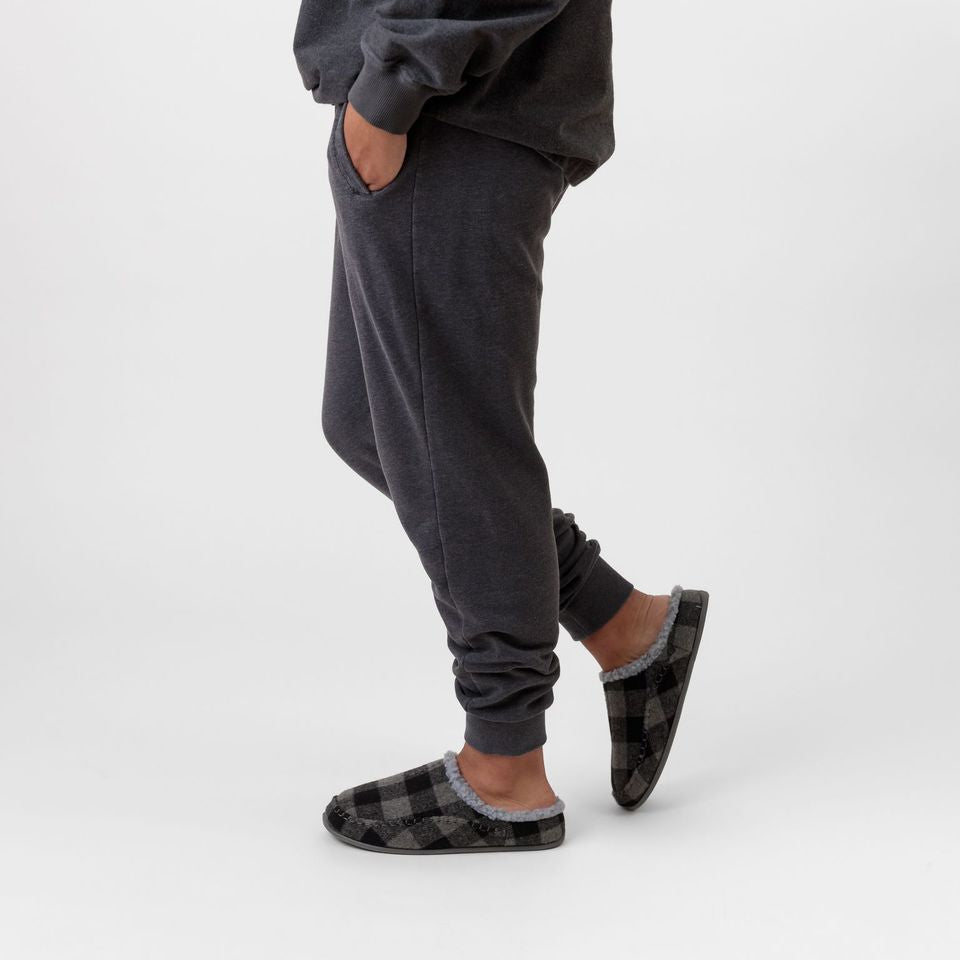 Deer Stags Nordic in Grey Black Plaid
