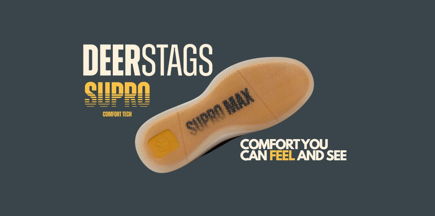 Bottom Of Viper Sneaker sole showing Supro Max Comfort Technology - With a call out for "Comfort You Can Feel and See."
