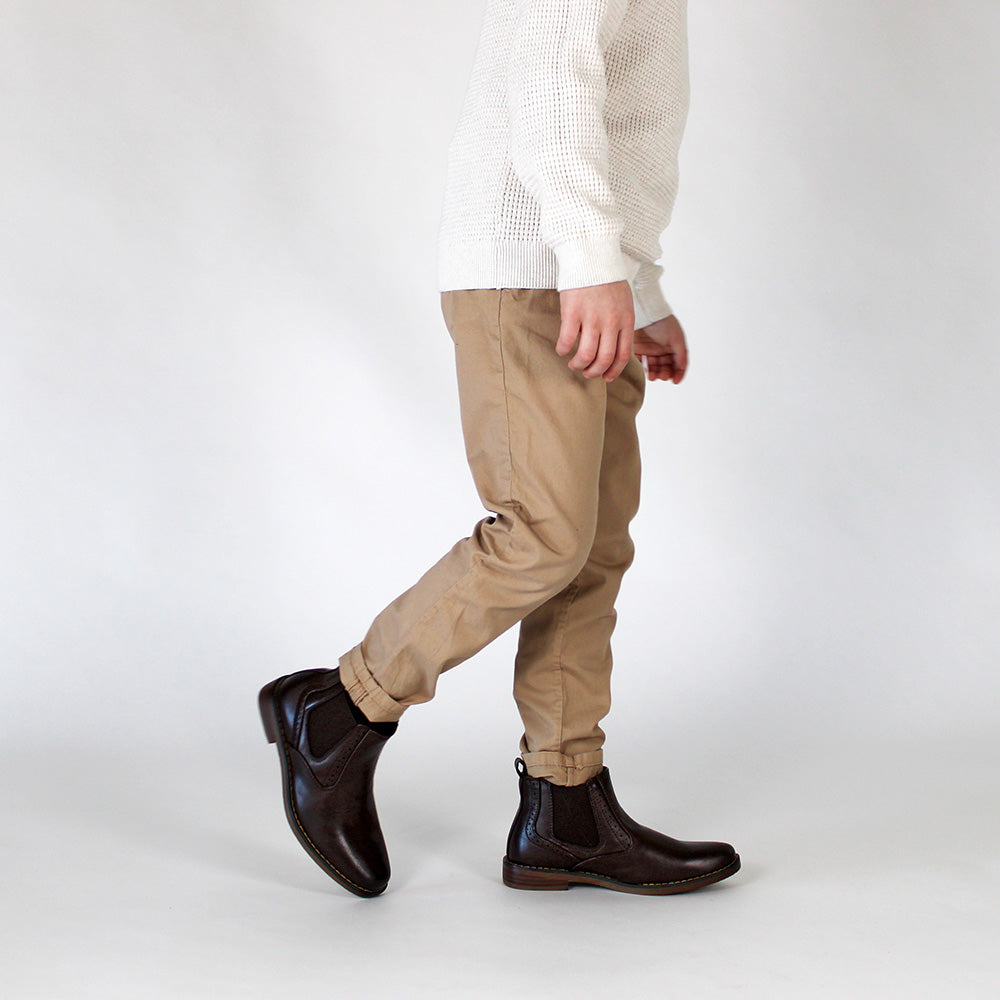 Deer Stags Kids Malcolm Jr Chelsea Boot in Dark Brown