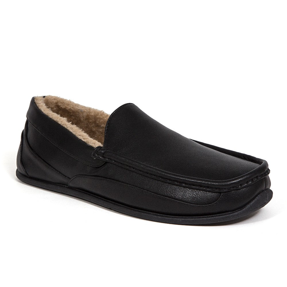 Spun Unisex Slipper in Black Faux Leather
