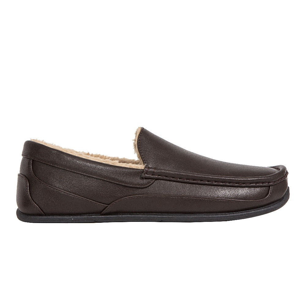 Spun Unisex Slipper in Dark Brown Faux Leather